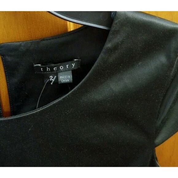 THEORY Maryanka Dress Sz 2 NWT BLACK Cap Sleeve Shift Little black DRESS $315 - Picture 4 of 9